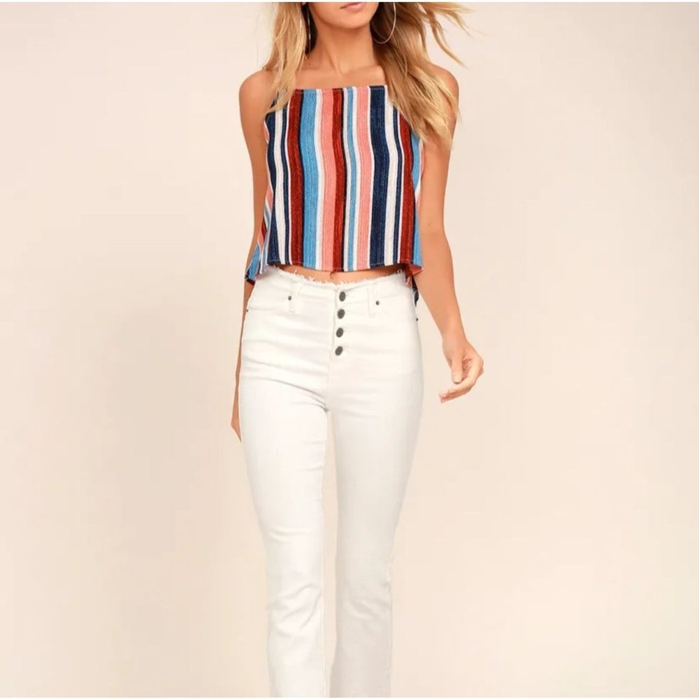 Lulu's Multicolor Striped Cropped Tank Top